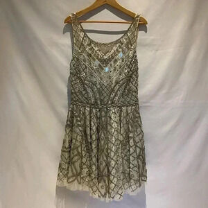 Lotus Threads Silver Beaded Dress, new with tags, size 12